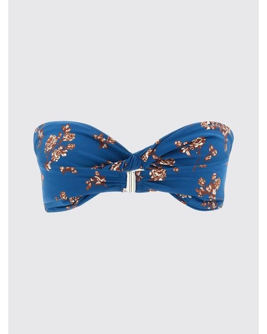 Magda Butrym Blue Printed Polyamide Bandeau Bikini Top