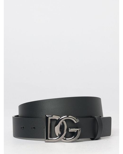 Dolce & Gabbana Gray Dolce &Amp Gabbana Smooth Calfskin Leather Belt With Dg Monogram Buckle for men