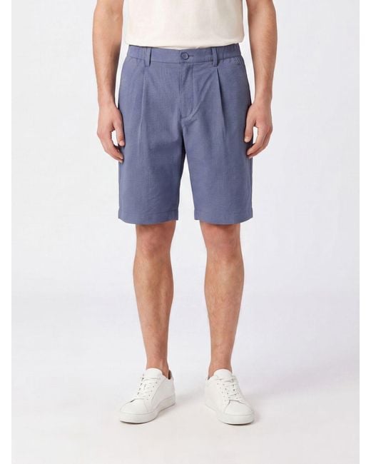 Herno Blue Crêpe Chino Shorts With Belt Loops for men