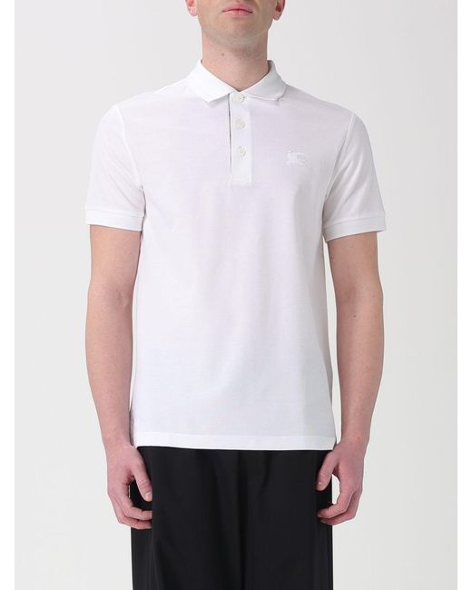 Burberry White Basic Cotton Polo Shirt With Logo for men