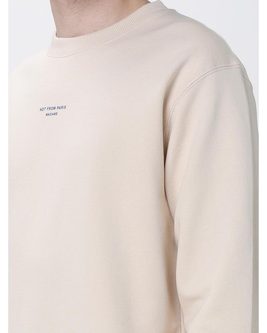 Drole de Monsieur White Cotton Crew Neck Sweatshirt With Slogan for men