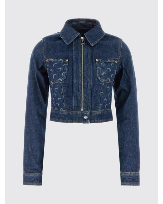 MARINE SERRE Blue All-Over Logo Denim Jacket