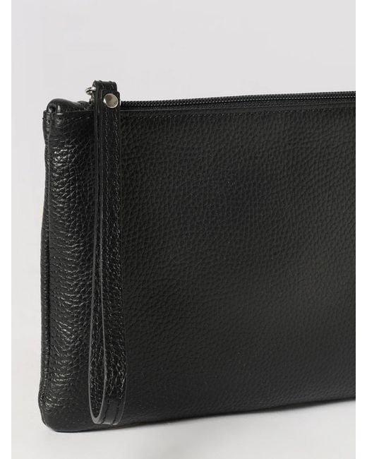 Skytos Black Nata Mini Hammered Leather Pouch With Wrist Strap