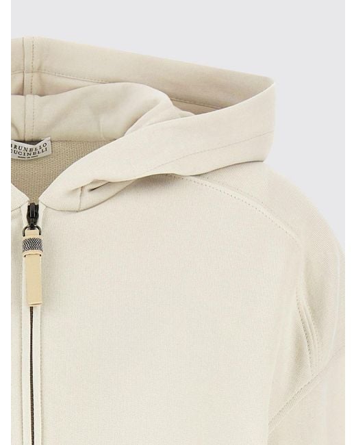 Brunello Cucinelli White Zip-Up Hoodie