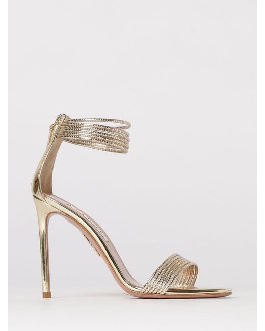 Aquazzura White Laminated Leather Sandal