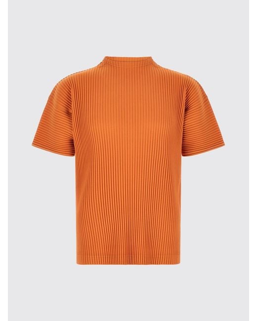 Homme Plissé Issey Miyake Orange Pleated Polyester T-Shirt for men
