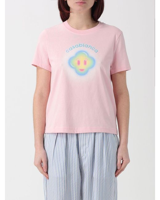 Casablanca Pink Printed Cotton T-Shirt