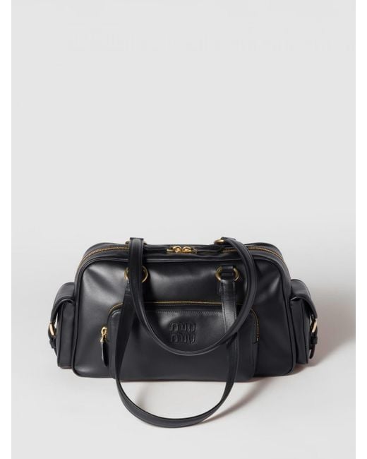 Miu Miu Black Pocket Tasche Mit Logo-Prägung