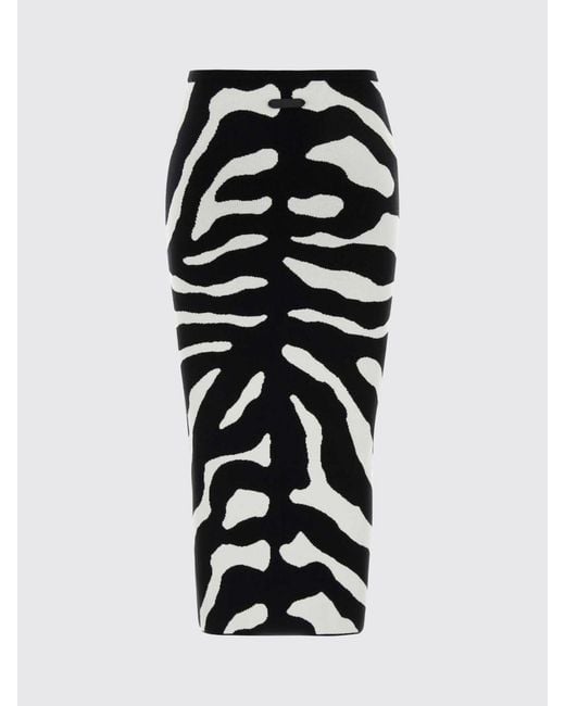 Moschino Couture Black Zebra-Print Knit Midi Pencil Skirt