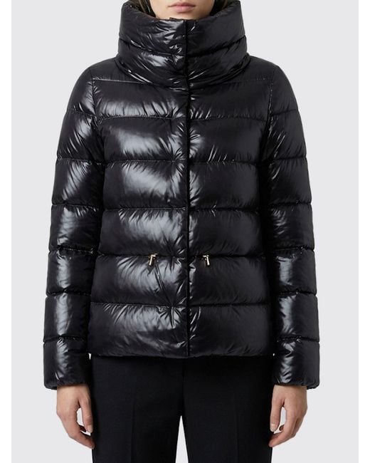 Herno Black Short Quilted Ultralight Nylon Down Jacket With High Neck And Drawstring