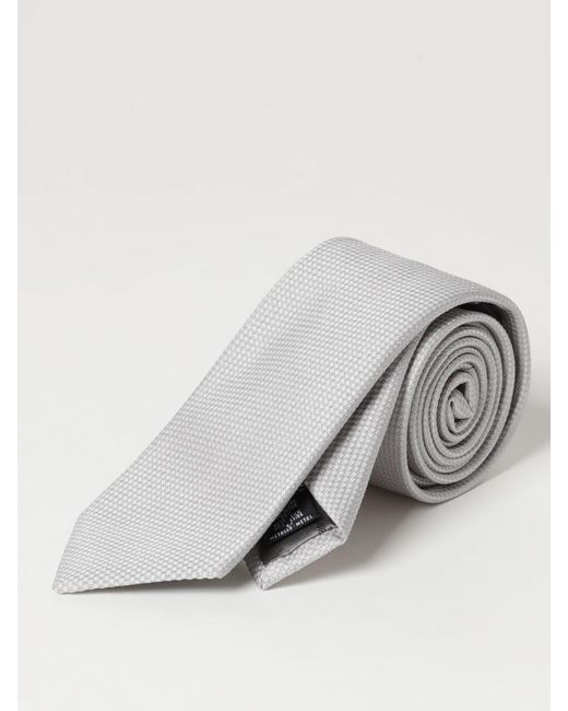 Cravatta in misto seta jacquard di Emporio Armani in Gray da Uomo