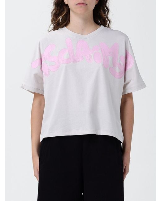 DISCLAIMER White Relaxed Fit Cotton T-Shirt With Printed Logo And Crew Neck