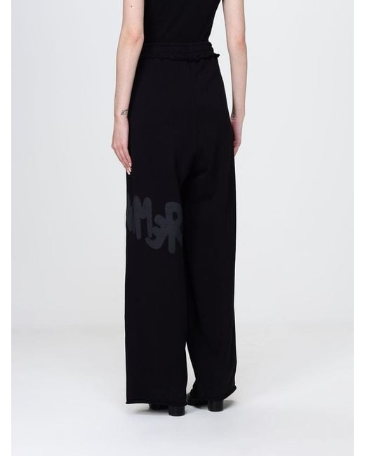 DISCLAIMER Black High-Waisted Wide-Leg Cotton Jogging Trousers With Logo