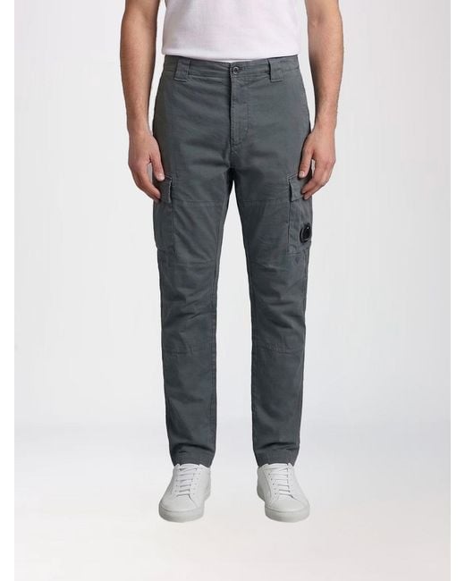C P Company Blue Stretch Cotton Cargo Trousers for men