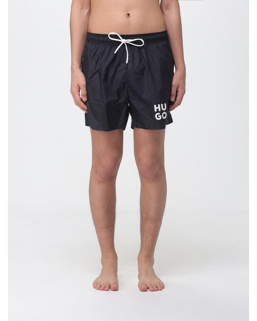 HUGO Blue Polyester Boxer Swim Trunks for men