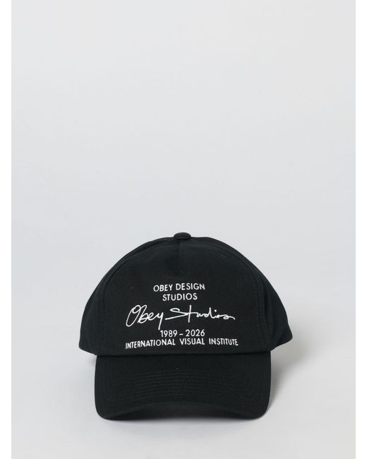 Obey Black Studios 5 Cotton Hat With Embroidered Logo for men