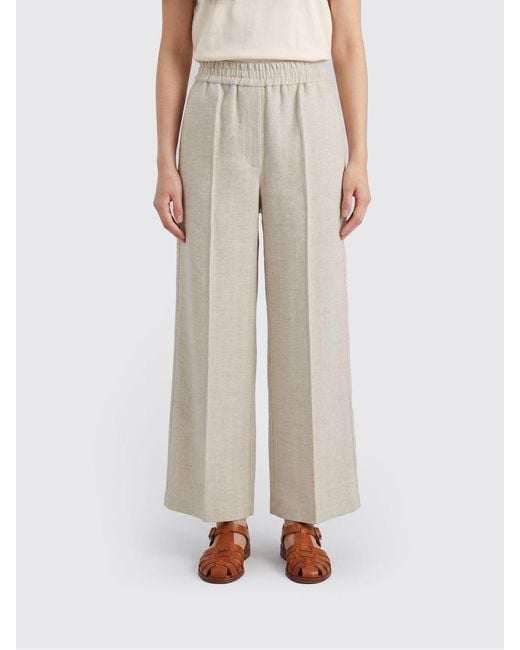 Brunello Cucinelli Natural Linen And Cotton Palazzo Trousers