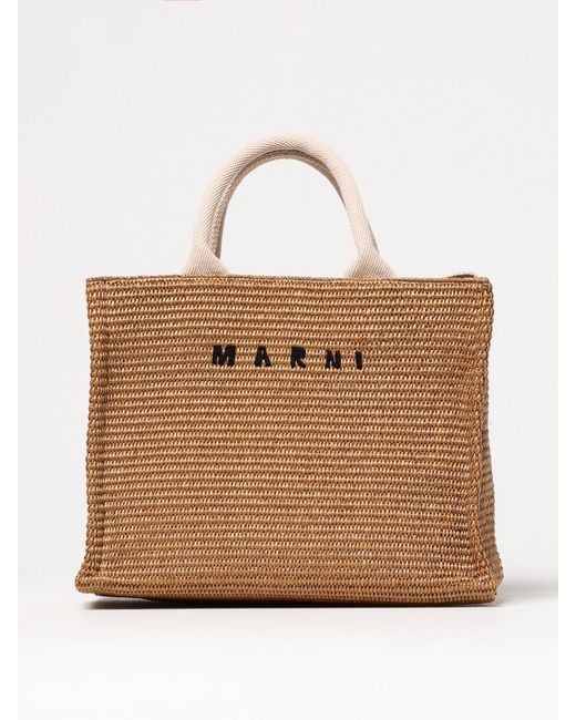 Marni Natural Tropicalia Woven Raffia Tote Bag