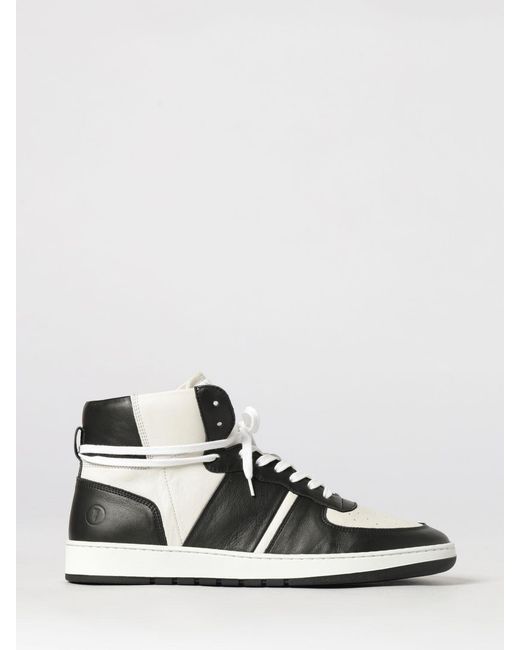 Collegium White Destroyer Bicolor Leather High-Top Sneakers With Perforated Toe for men