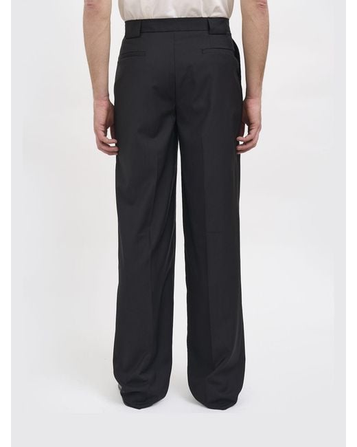 Paura Black Virgin Wool Wide-Leg Trousers for men