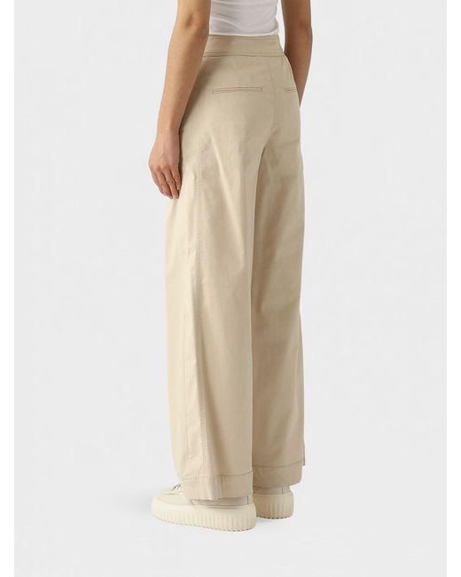 Max Mara Natural Strenna Wide Leg Stretch Cotton Trousers