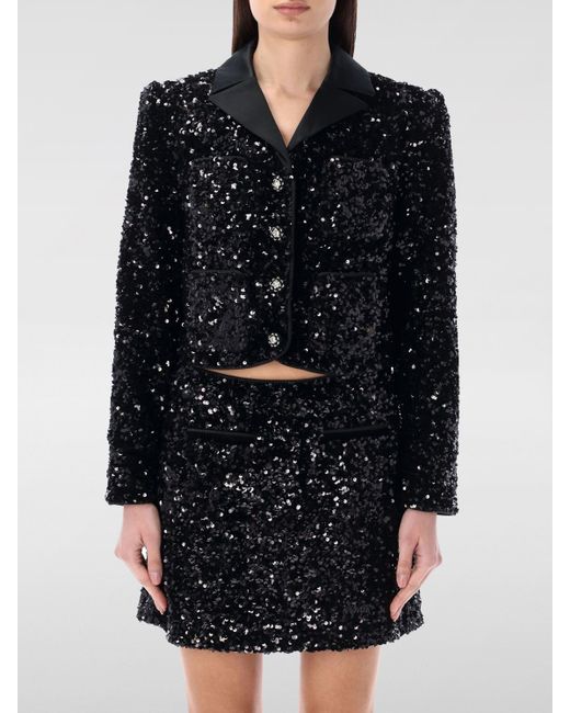 Self-Portrait Black Sequined Cropped Jacket
