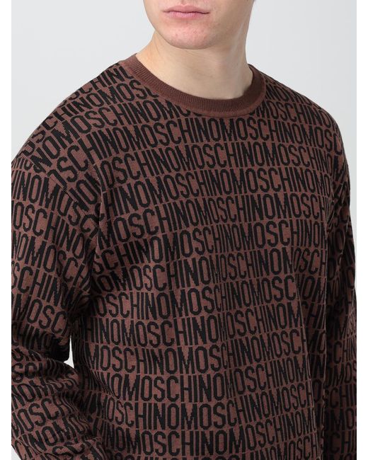 Pull À Col Rond Avec Logo All-Over Moschino Couture pour homme en coloris Brown