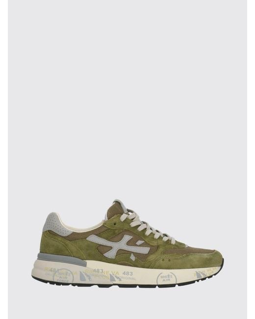 Premiata Green Mick Used Suede And Mesh Sneakers for men