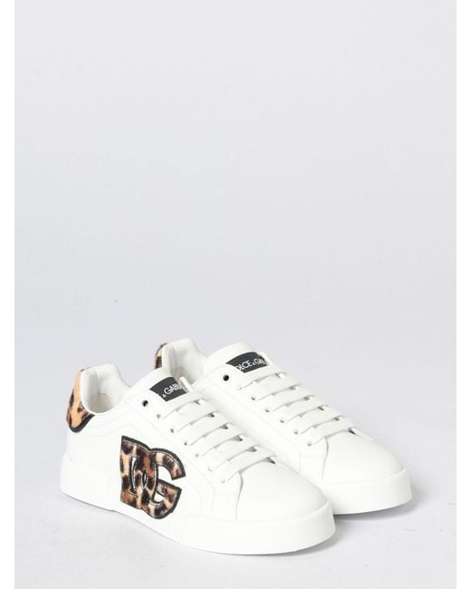 Dolce & Gabbana White Dolce &Amp Gabbana Portofino Leather And Animalier Pony Skin Sneakers