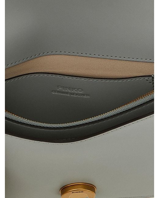Pinko Gray Love One Mini Leather Bag
