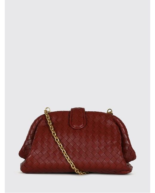Bottega Veneta Red Lauren 1980 Intrecciato Lambskin Clutch With Strap