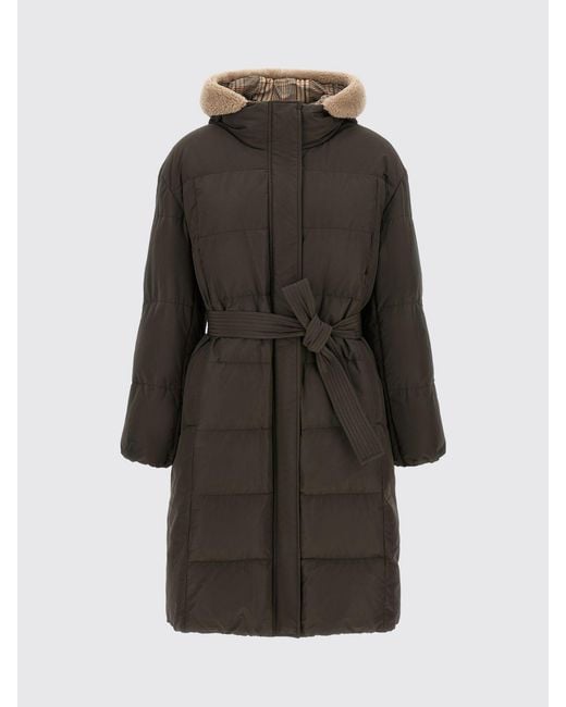 Brunello Cucinelli Black Long Water-Repellent Down Jacket With Hood And Belt