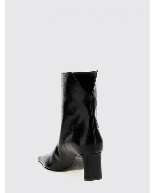 Khaite Black Ona Leather Ankle Boots