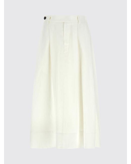Brunello Cucinelli White Long Linen Blend Skirt