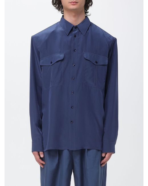 Saint Laurent Blue Classic Silk Shirt for men