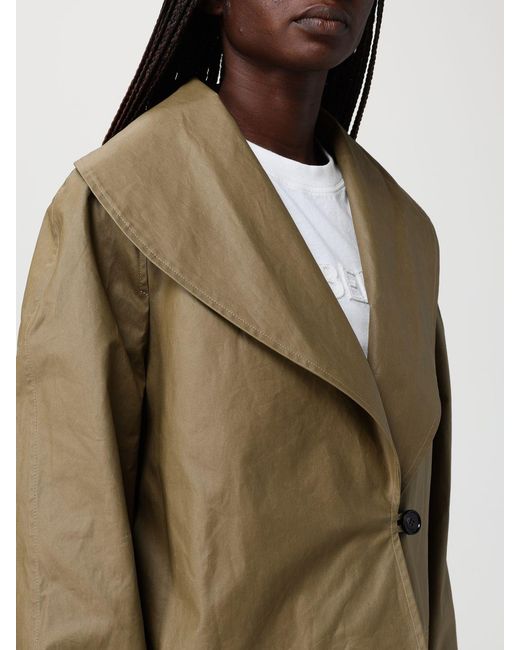 Burberry Green Waxed Cotton And Wool Jacket With Belt