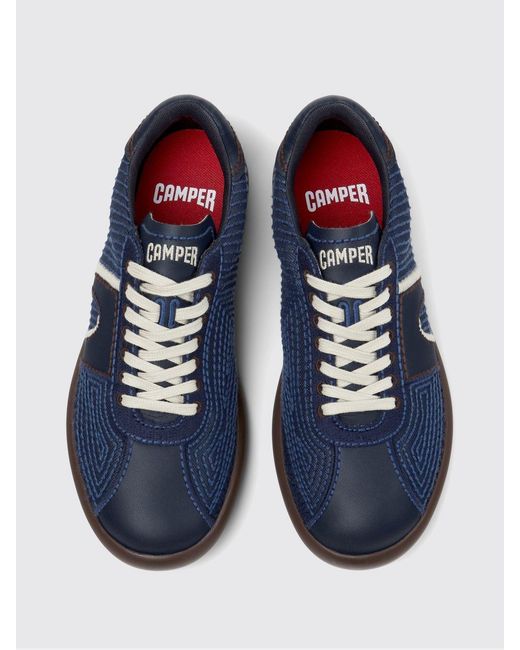 Camper Blue Pelotas Soller Recycled Polyester And Leather Sneakers With Stitching for men