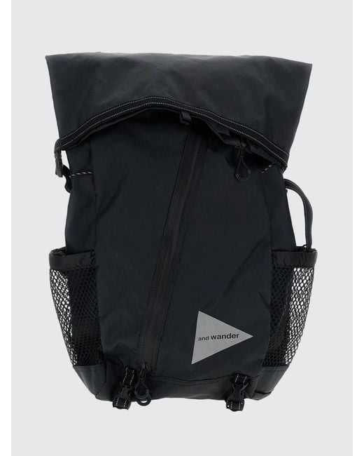 And Wander Black Eco Pak Nylon Backpack for men