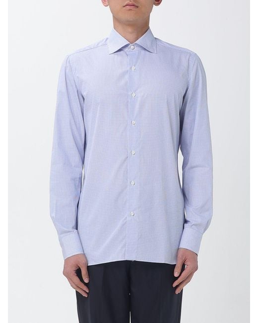 Luigi Borrelli Napoli Blue Striped Cotton Shirt for men