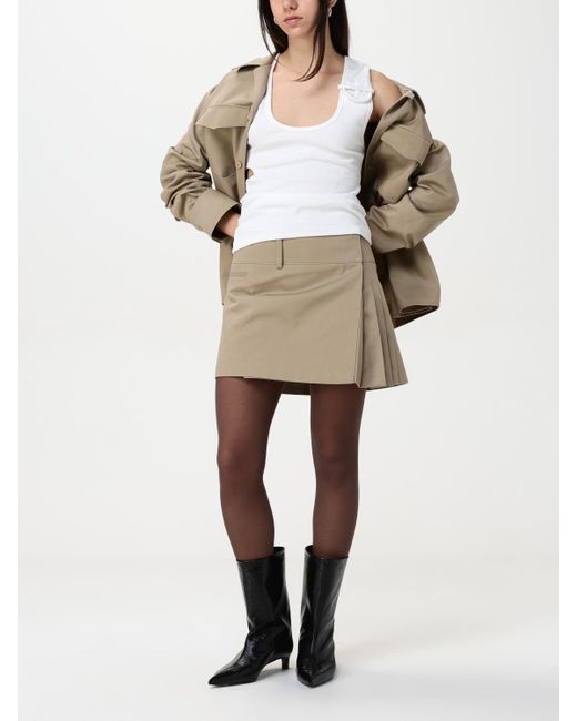 Courreges Natural Mini Pleated Cotton Skirt