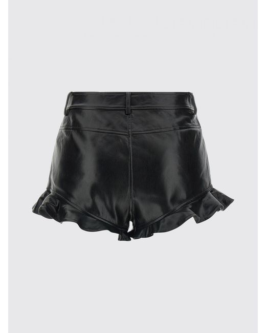 Self-Portrait Black High-Waisted Slim Fit Polyurethane Shorts With Ruffles