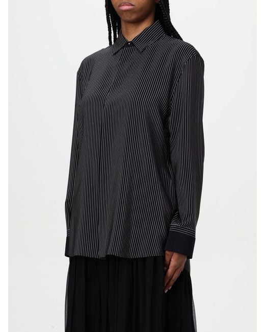 Saint Laurent Blue Striped Silk Blouse Long Sleeves