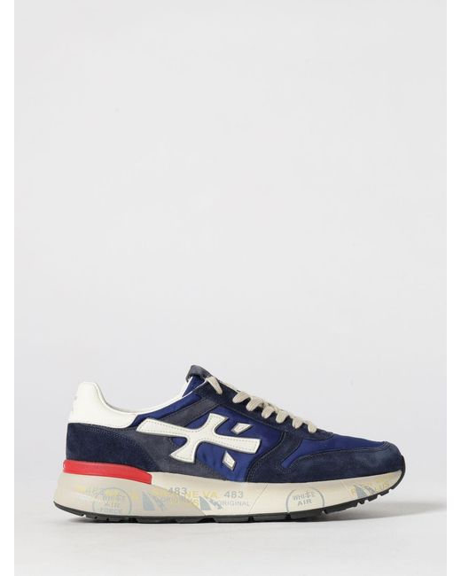 Premiata Blue Mick Suede And Nylon Sneakers for men