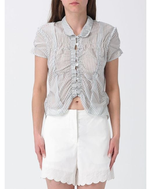 Low Classic White Striped Silk And Cotton Shirt