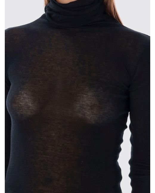 American Vintage Blue Slim Fit Sheer Cotton Turtleneck Jumper