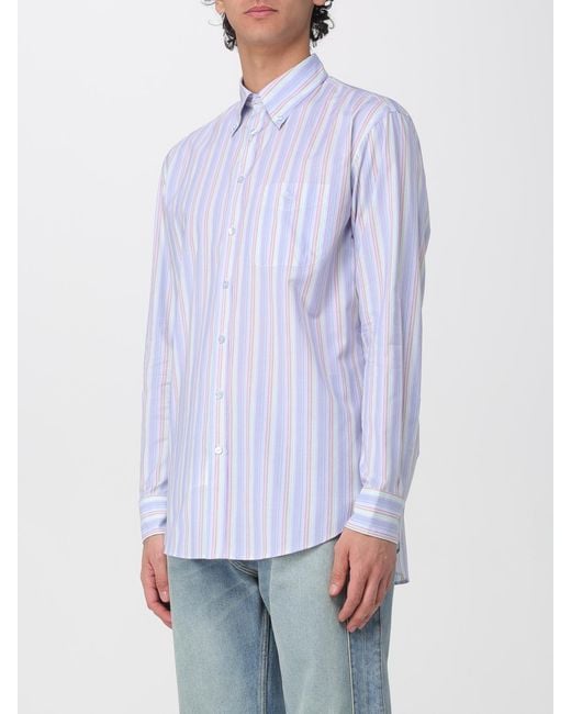 Etro Purple Striped Cotton Basic Shirt for men