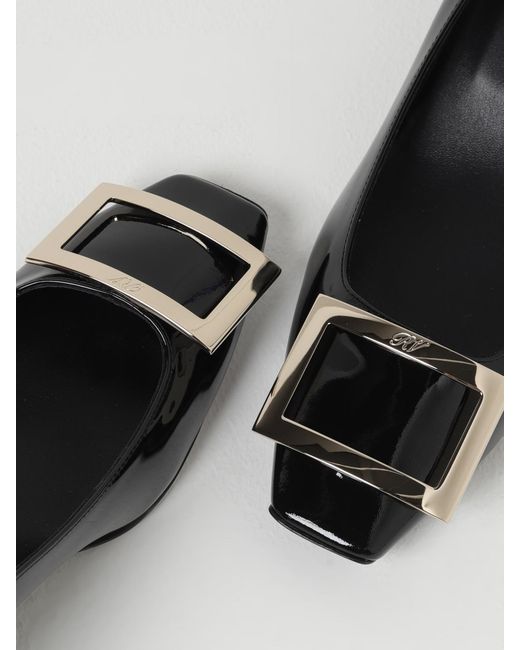 Roger Vivier Black Viv Cabochon Patent Leather Pumps