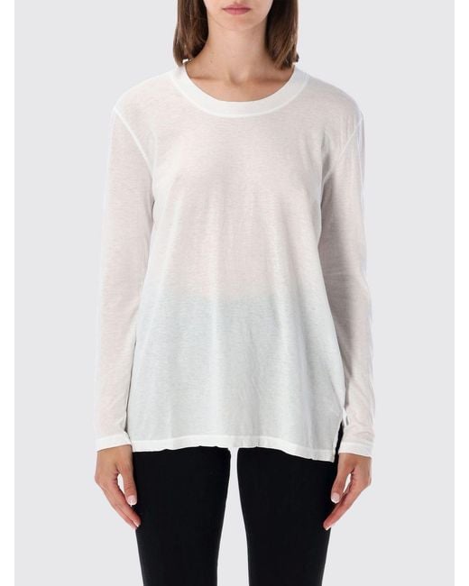 James Perse White Long-Sleeved Pure Cotton T-Shirt With Crew Neck