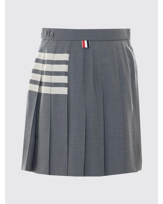Thom Browne Gray 4-Bar Pleated Wool Mini Skirt