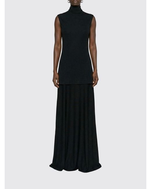 Jil Sander Black Long Stretch Viscose Dress